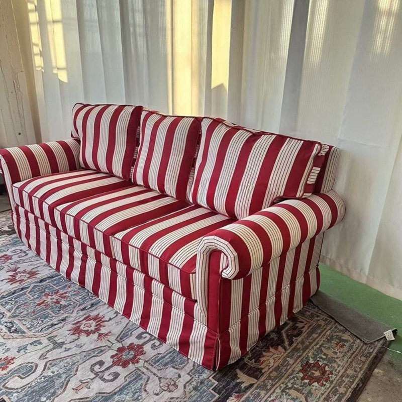 Breakwater Bay Retro Fabric Striped Sofa | Wayfair